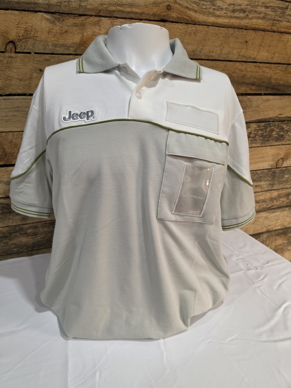 Jeep UAW Embroidered White Polo Shirt Men's Medium USA Made Factory Uniform Work